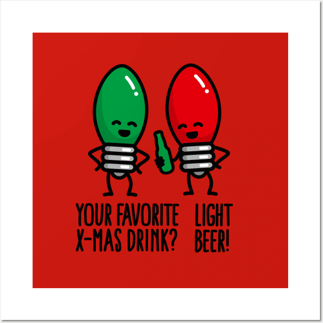 Funny Christmas lights pun X-mas drink light beer Wall Art by LaundryFactory